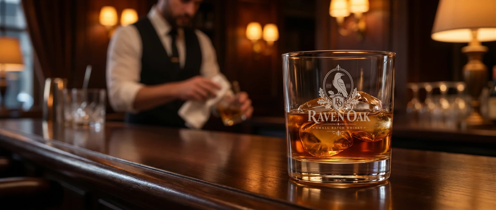 Szklanka do whisky z grawerem na barze